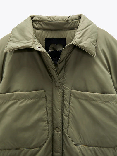 Chaqueta de Algodón Caqui Verde con Bolsillos Dobles - Abrigo Cálido - Image 14