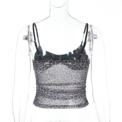 Top Camisola Efecto Dos Piezas Estampado Leopardo con Malla - Image 12