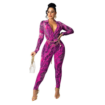 Jumpsuit Ajustado Estampado Serpiente Manga Larga - Image 4