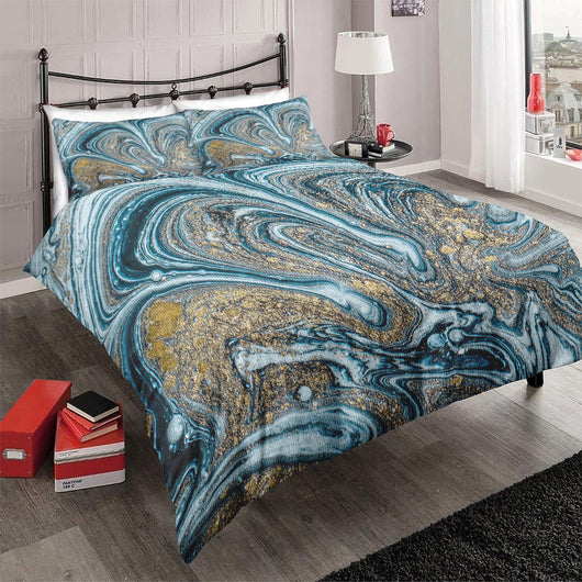 Juego de Cama Mármol Dorado de Tres Piezas - Image 2