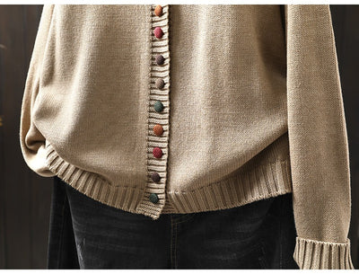 Cardigan de Algodón con Botones Coloridos - Corte Holgado y Efecto Adelgazante - Image 12