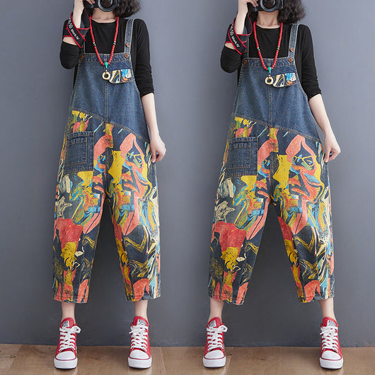 Pantalones Vaqueros Slim con Estampado y Peto para Mujer - Image 9