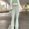 Pantalones Verdes Acampanados Slim para Mujer