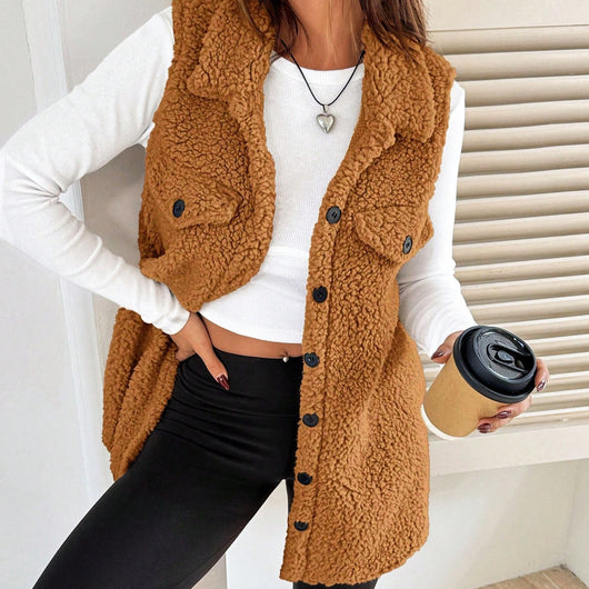Chaleco Cardigan de Botones Abiertos en Felpa Premium - Image 8