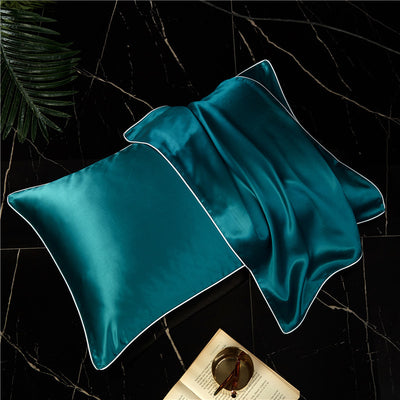 Funda de Almohada de Seda Satinada Liso de Un Lado - Image 7
