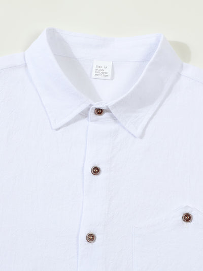 Camisa Cardigan Lino Hombre Fit Relajado Color Sólido - Image 17
