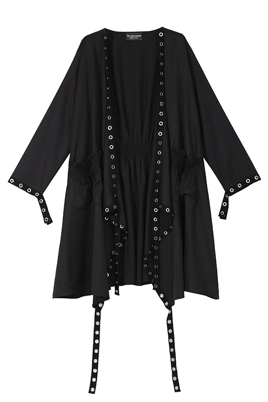Abrigo Trench Coat Negro Entallado de Manga Larga para Mujer - Image 3