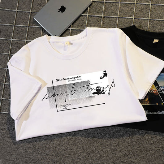 Camiseta Suelta de Algodón para Hombre de Manga Corta - Image 7