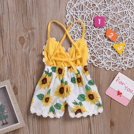 Jumpsuit Infantil Niña con Tirantes Girasol y Encaje - Image 5