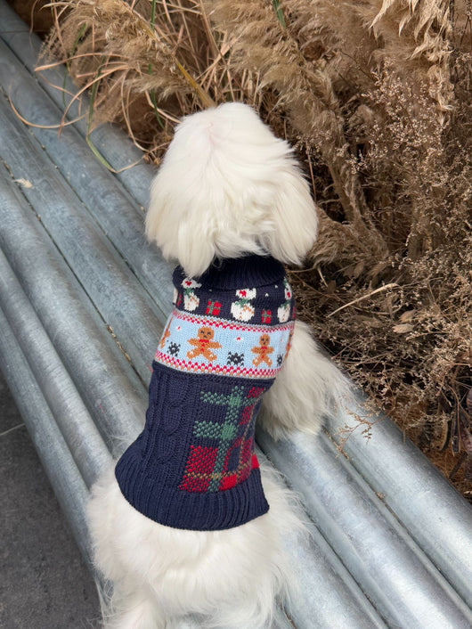 Suéter Navideño para Mascotas - Diseño Muñeco de Nieve y Jengibre - Image 23