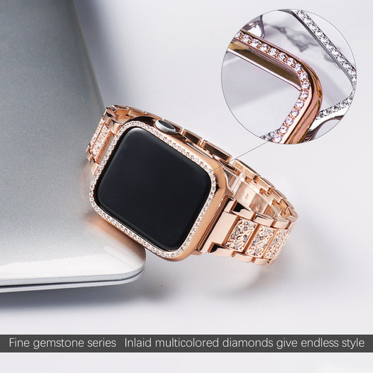 Pulsera Apple Watch de Acero Inoxidable con Diamantes de Tres Puntos - Image 8