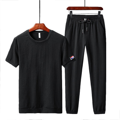 Traje Deportivo de Tres Piezas Talla Grande Tela Ice Silk Elástica - Image 4