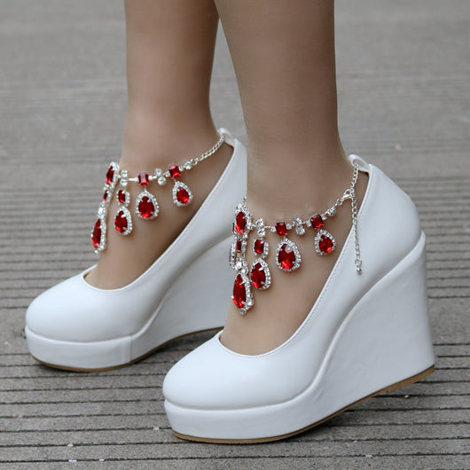 Zapatos de Cuña con Plataforma Impermeable y Cristales - Elegancia para tu Boda - Image 10
