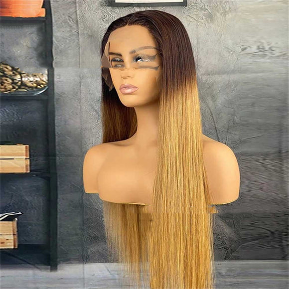 Peluca Degradada de Cabello Natural con Encaje Frontal