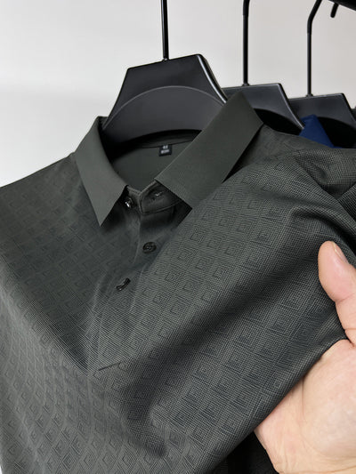 Polo Elegante de Seda de Hielo Manga Corta para Hombre - Diseño Cuadros Verano - Image 3