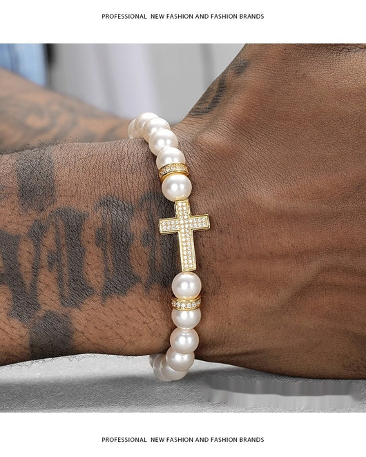 Pulsera de Cruz con Perlas para Mujer - Diseño Versátil - Image 14