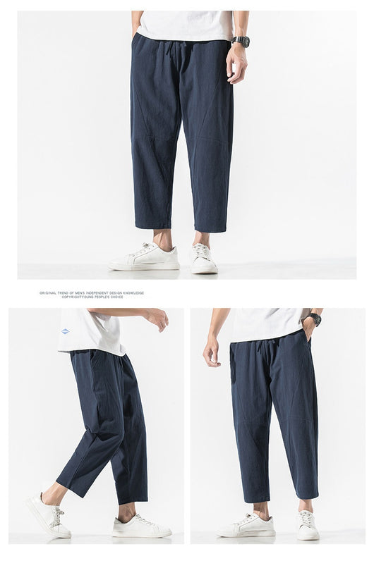 Pantalones Casuales Talla Grande Hombre - Corte Recto Algodón Lino Estilo Retro - Image 17