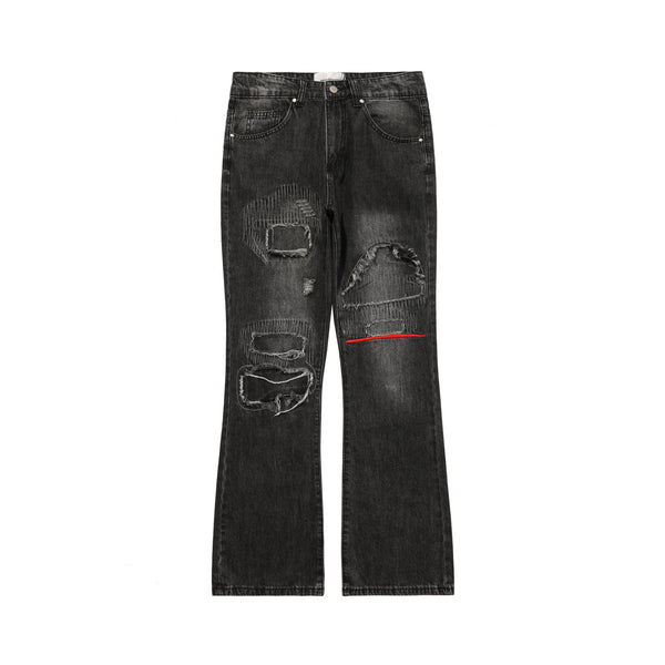 Pantalones Vaqueros Rojos Estilo Gothic con Detalles Desgastados