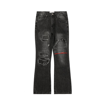 Pantalones Vaqueros Rojos Estilo Gothic con Detalles Desgastados