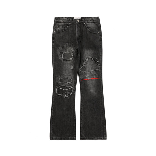 Pantalones Vaqueros Rojos Estilo Gothic con Detalles Desgastados