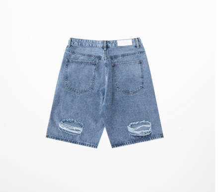 Shorts de Mezclilla Rotos Ajustados para Hombre - Image 7
