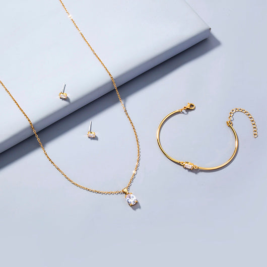 Conjunto de Joyería Cobre con Circonitas: Collar, Aretes y Pulsera - Image 4