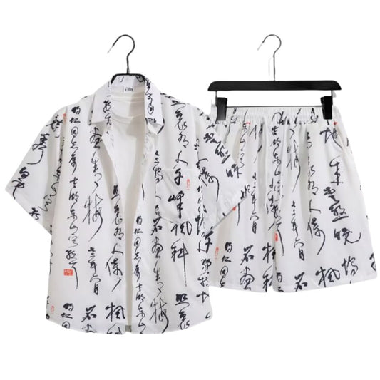 Conjunto de Camisa Estampada Fengyun South para Hombre