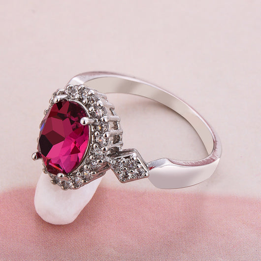 Anillo de Cristal Rojo con Temperamento y Elegancia - Image 17
