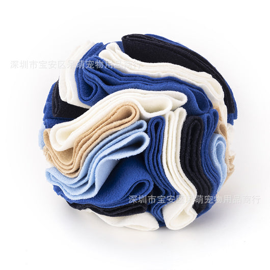 Pet sniffing pad in a ball shape, made of soft polar fleece in shades of pink, purple, and white, for dogs. - Image 10