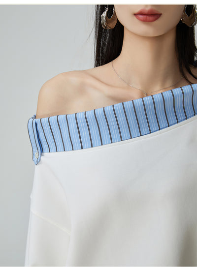 Conjunto de Sudadera y Pantalón Ancho a Rayas Azul y Blanco - Image 14