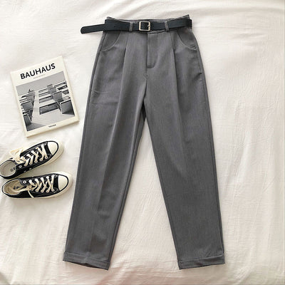 Pantalones Casuales de Cintura Alta Sueltos y Reductores de Color Sólido - Image 8