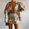Conjunto de Tres Piezas: Chaleco, Blusa Estampada y Shorts para Mujer