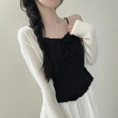 Blusa Francesa Blanca Corta para Mujer - Image 10