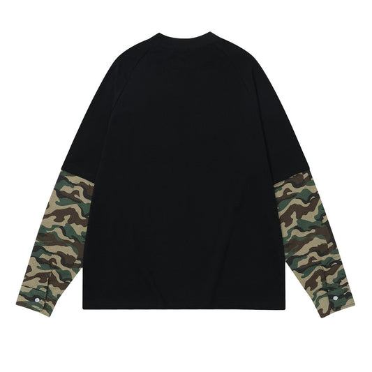 Playera Suelta de Manga Larga con Parches de Camuflaje para Hombre - Image 2