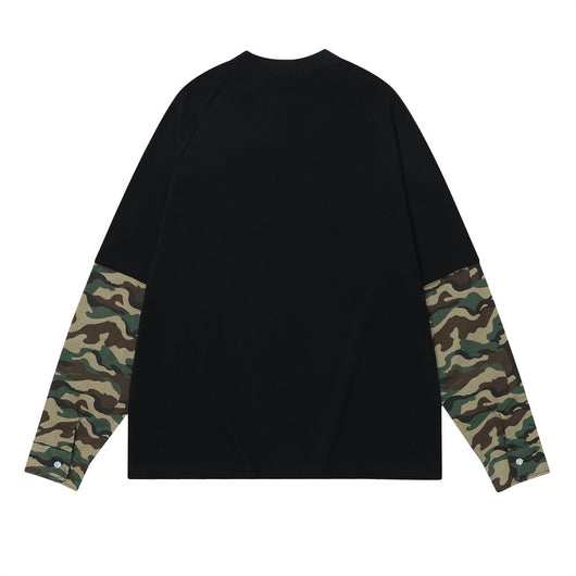 Playera Suelta de Manga Larga con Parches de Camuflaje para Hombre - Image 2