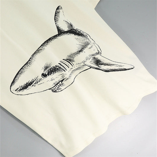 Camiseta Hombre Estampado Tiburón Algodón 100% Corte Holgado Diseño Moderno - Image 2