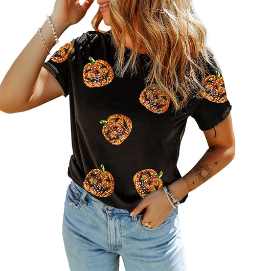 Blusa Suelta Halloween con Lentejuelas y Costuras Decorativas - Image 12
