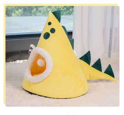 Cama Dinosaurio Amarillo para Gatos - Nido Cerrado Cálido Todo Clima - Image 15