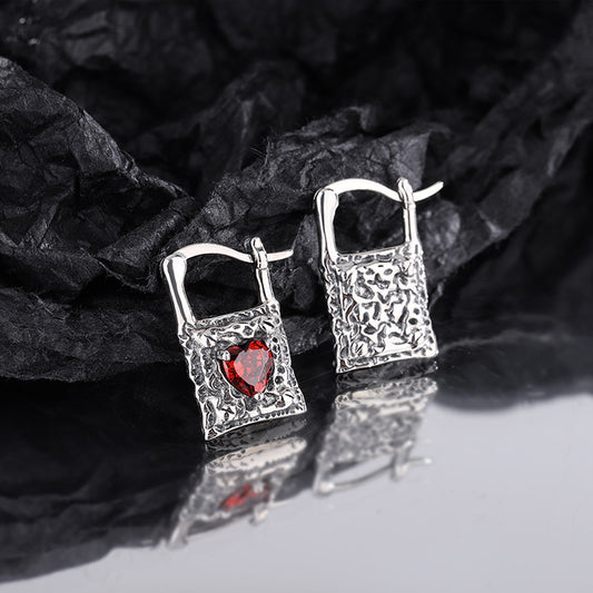 Aretes de Plata Esterlina Vintage con Zirconia en Forma de Corazón S925 - Image 2