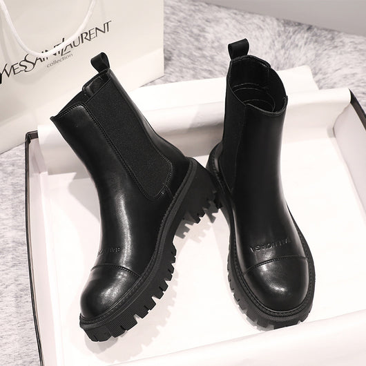 Botas de Plataforma en Cuero Estilo Británico para Mujer - Image 13