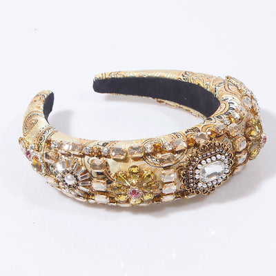 Diadema Retro con Perlas Sintéticas y Tejido Floral Tejido - Image 8