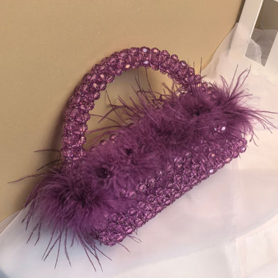 Bolso de Plumas de Avestruz Artesanal con Cuentas - Colección Otoño Invierno - Image 18