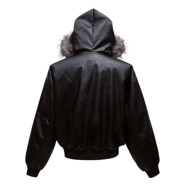 Abrigo Acolchado de Cuero PU Retro con Bolsillos Tridimensionales para Hombre