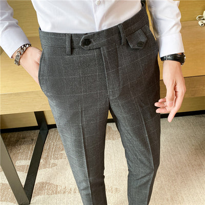 Pantalón de Vestir Slim Fit Cuadros Clásicos Británicos - Elegancia Coreana para Hombre - Image 5