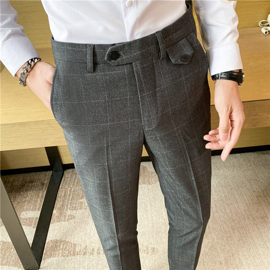 Pantalón de Vestir Slim Fit Cuadros Clásicos Británicos - Elegancia Coreana para Hombre - Image 5