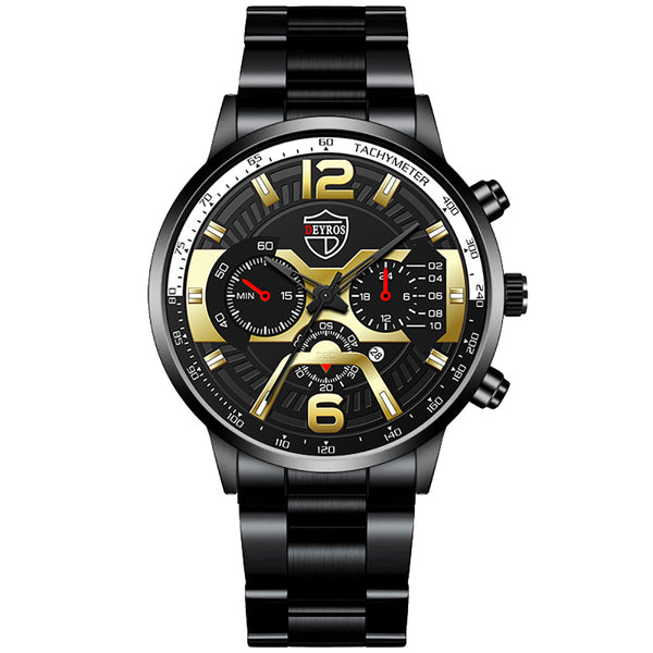 Reloj de Negocios Hombre Acero Inoxidable con Calendario Cuarzo