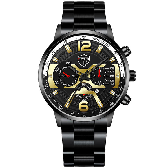 Reloj de Negocios Hombre Acero Inoxidable con Calendario Cuarzo