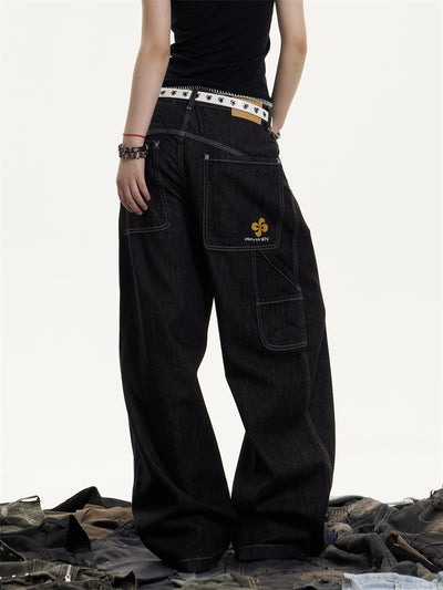 Jeans Retro Americano Desgastado Mujer Corte Recto Holgado - Image 17