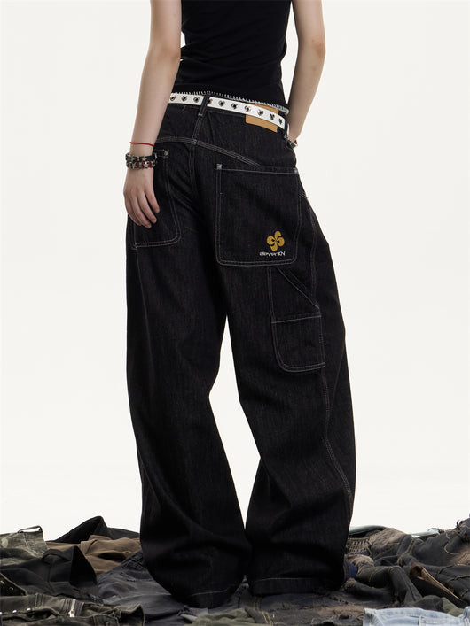 Jeans Retro Americano Desgastado Mujer Corte Recto Holgado - Image 17