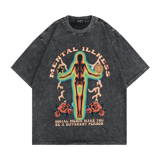 Camiseta Hombre Cuello Redondo Manga Corta Diseño Calavera Algodón - Image 15